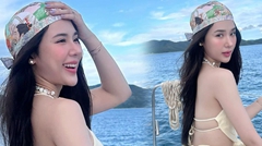 ญดา นริลญา แจกความสดใส อวดหุ่น-แผ่นหลังขาวออร่าสว่างวาบกลางทะเล