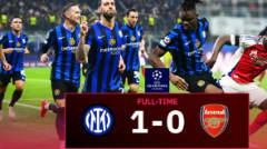 ผลบอล อินเตอร์ พบ อาร์เซน่อล : ตุงเดียวดับสนิท! "เดอะ กันเนอร์ส" เจาะไม่เข้าพ่าย "งูใหญ่"