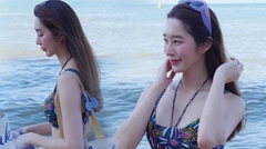 ฐิสา วริฏฐิสา นางเอกวิกหมอชิต สวมทูพีซ อวดผิวขาวโอโม่ ริมทะเล