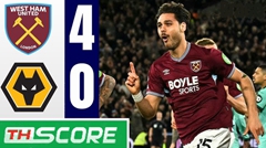 เวสต์แฮมเปิดบ้านถล่มวูล์ฟส์ 4-0 หนีโซนตกชั้น คาสเตลลานอสเหมาสอง
