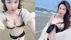 เจลลี่ น้ำใจ ใส่ชุดชั้นในเซ็กซี่ถ่ายรูปกับทะเล สวยน่ามองจริงๆ