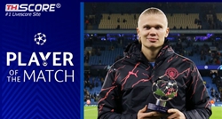 ฮาแลนด์ได้รับการโหวตให้เป็นผู้เล่นที่ดีที่สุดของเกมแมนเชสเตอร์ ซิตี้ พบ บีเอสซี ยัง บอยส์