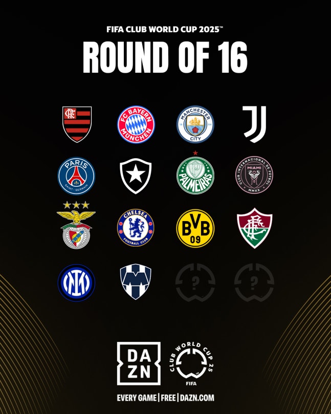 FIFA 클럽 월드컵 16강 대진 75% 확정→'유럽-남미 맞대결' 또 성사