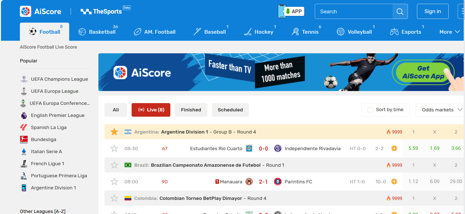 AiScore ứng dụng livescore theo dõi tỷ số bóng đá hôm nay thống kê trận đấu chi tiết