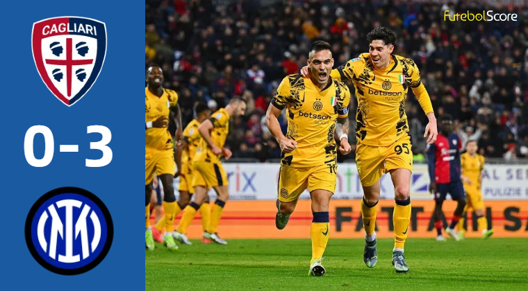 Lautaro Martinez marca dois golos e o Inter de Milão vence o Cagliari fora de casa e lidera a Serie A por agora