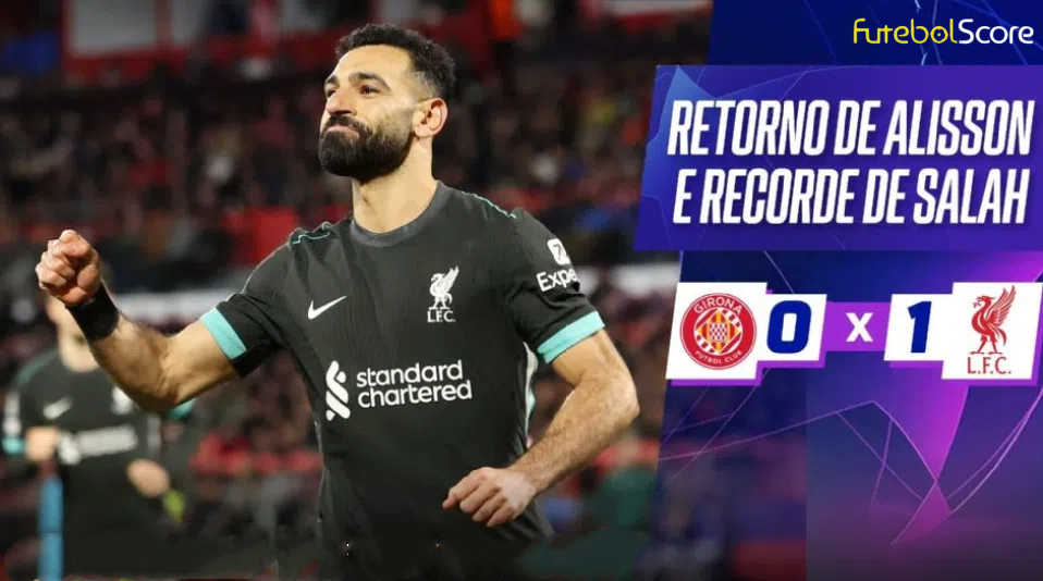 Salah volta a marcar e o Liverpool vence o Girona para manter os 100% de vitórias na Liga dos Campeões