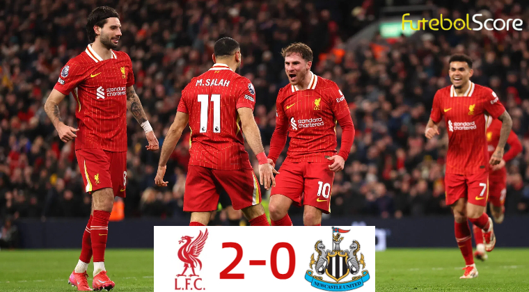 Liverpool supera o Newcastle e amplia a distância sobre o Arsenal no topo da Premier League