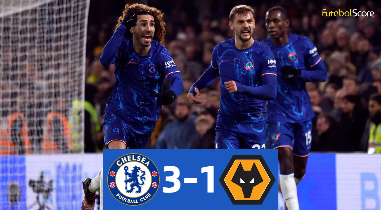 Chelsea vence o Wolverhampton de Vitor Pereira para acabar com a série de derrotas na Premier League e empurrar o Man City para fora do G4