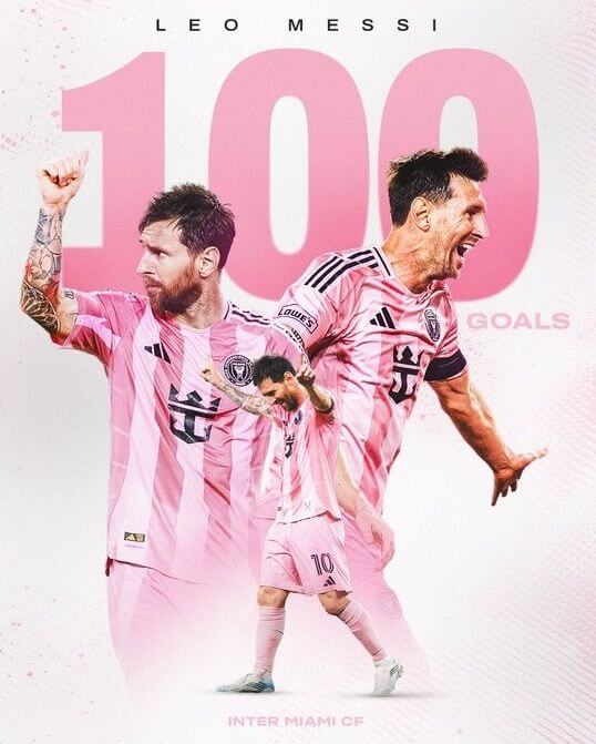 Phân bố 100 bàn thắng của Messi cho Inter Miami: 76 bàn tại MLS, 14 bàn tại Leagues Cup, 1 bàn tại Cúp Vô địch Mỹ-Mexico