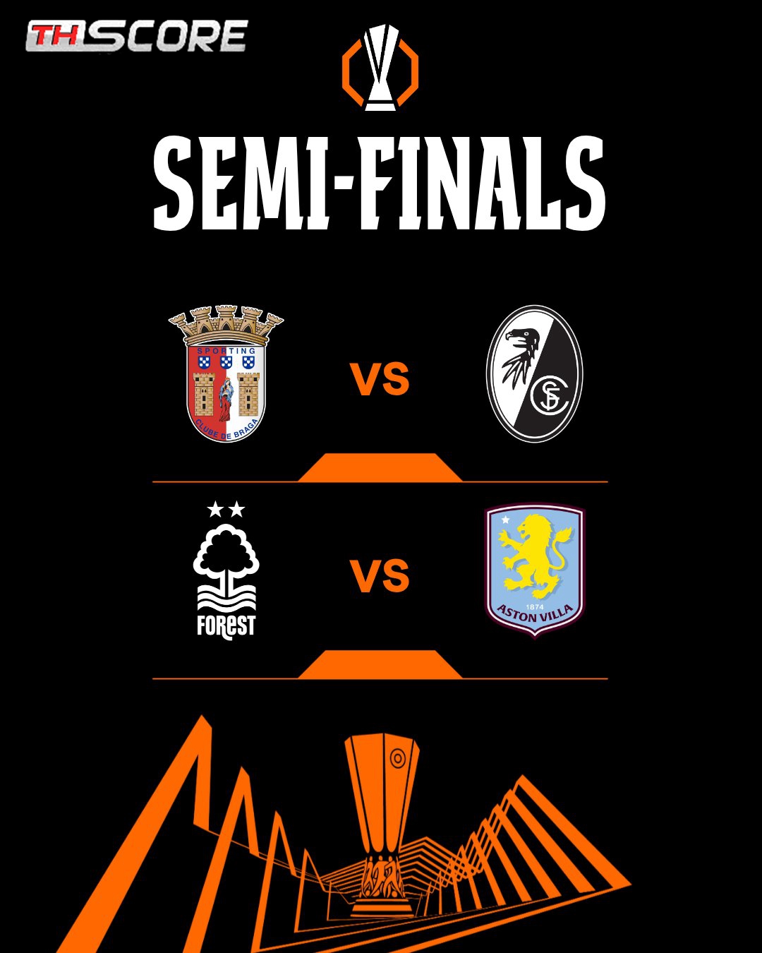 ​2 ทีมพรีเมียร์ลีก! สรุปผลประกบคู่ยูโรปาลีก รอบรองฯ: วิลล่า ดวล ฟอเรสต์, บราก้า ชน ไฟร์บวร์ก