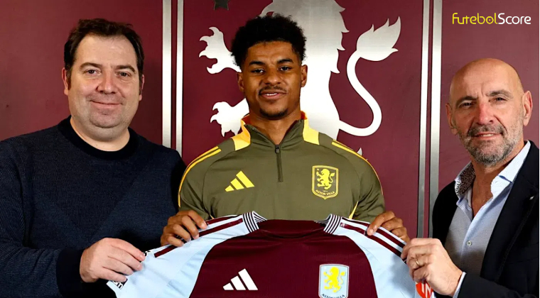 O Aston Villa anunciou oficialmente a contratação por empréstimo de Marcus Rashford