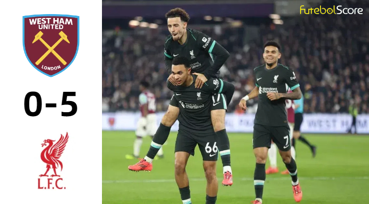 Resultado | West Ham 0:5 Liverpool