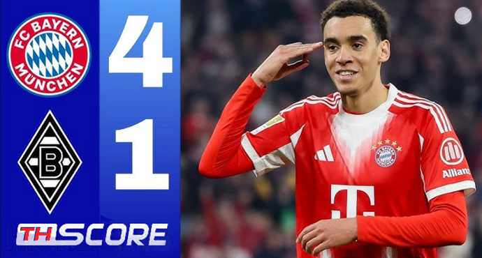 ​บาเยิร์นรัว 4-1 ยึดจ่าฝูงทิ้งห่าง 14 แต้ม แจ็คสันเรียกแดงพร้อมซัดปิดท้าย