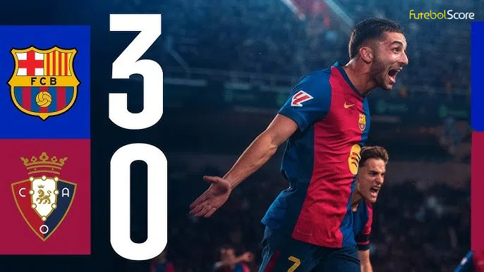 Sem Raphinha, o Barcelona vence o Osasuna em jogo adiado e abre 3 pontos de vantagem sobre o Real Madrid na liderança da LALIGA