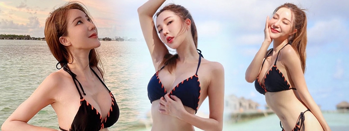 ถิงถิง สุทัสสา พริตตี้หน้าสวย หุ่นแซ่บ เสิร์ฟลุคชวนซี้ด ในชุดว่ายน้ำบิกินี่สีดำ