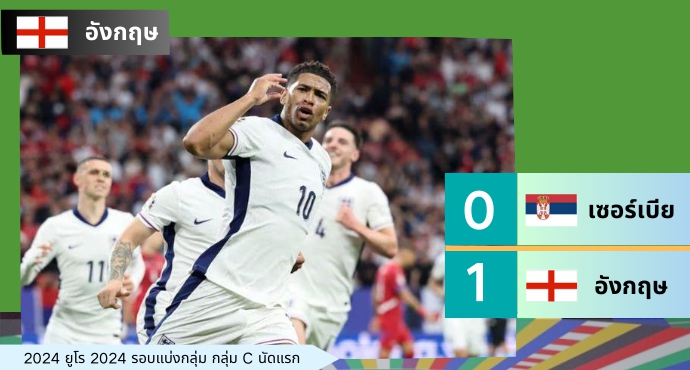 ยูโร 2024: อังกฤษคว้าชัย 1-0 เหนือเซอร์เบีย คว้าชัยในนัดเปิดสนาม
