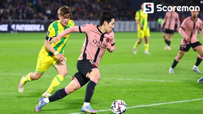 PSG, 낭트와 1-1 무승부... 이강인 '시즌 6호 도움'