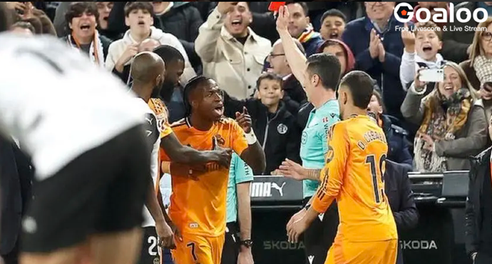 Real Madrid appeal to rescind Vinicius' red card, say Valen goalkeeper provoked first & VAR didn't show it