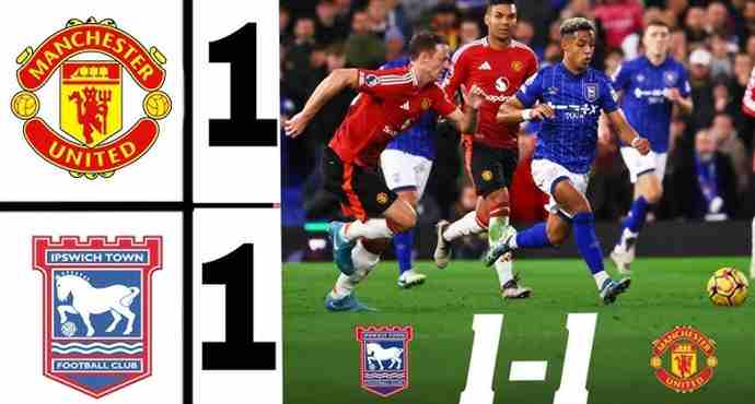 อโมรินนัดแรกเสมอกัน! แรชฟอร์ดยิงนำเร็ว 80 วินาที แมนยู 1-1 อิปสวิช