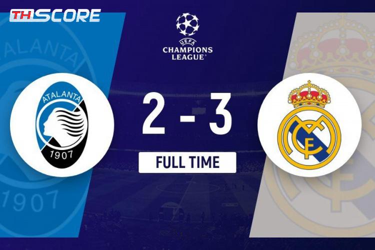 เรอัล มาดริด 3-2 อตาลันต้า เอ็มบัปเป้ยิงไป 50 ประตูในแชมเปี้ยนส์ลีก + รีไทร์ด้วยอาการบาดเจ็บ