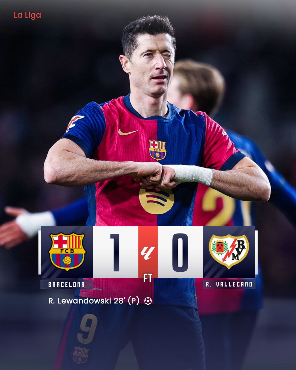 Barça 1-0 Rayo Vallecano: Lewandowski secures the win, De Frutos' goal disallowed
