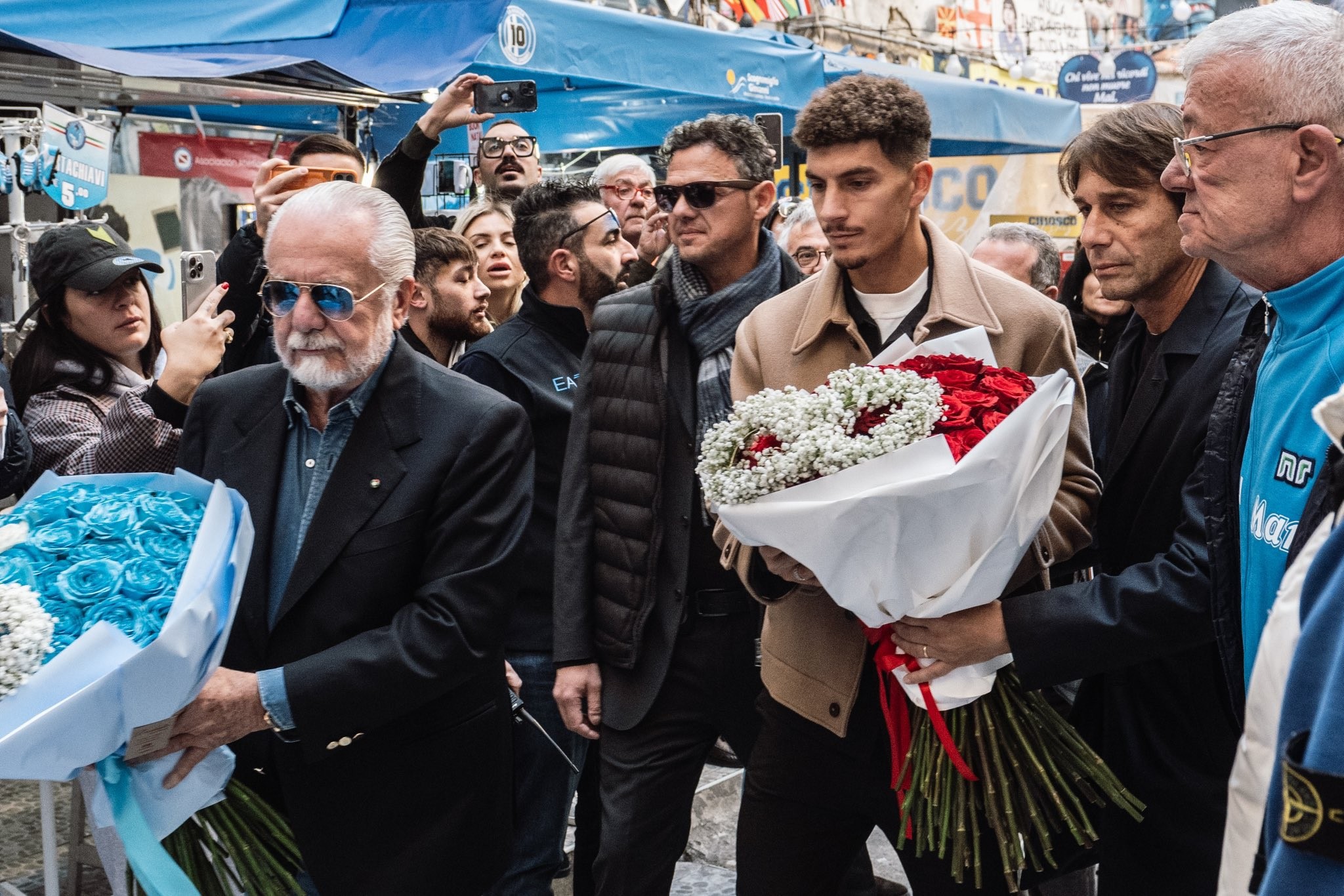 On the fourth anniversary of Maradona's passing, De Laurentiis, Conte, and Di Lorenzo attended the memorial event