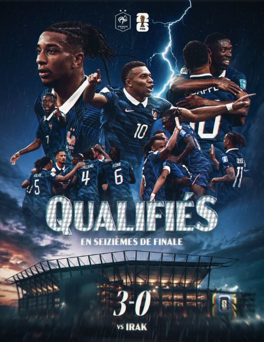 Pháp sớm giành vé đi tiếp, Mbappé cùng đồng đội lên poster ăn mừng