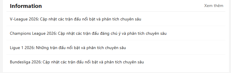 Thông tin và phân tích dữ liệu bóng đá trên Bongdaty