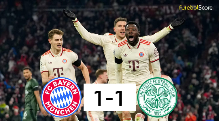 Com gol 'milagroso' no último lance, Bayern arranca empate com o Celtic e avança no sufoco às oitavas da Champions League