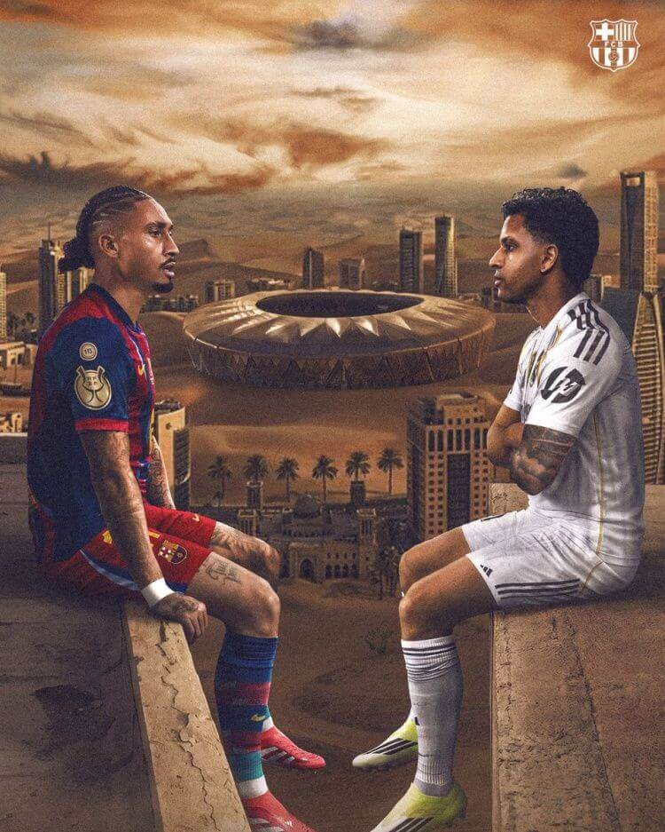 Barca công bố poster chung kết Siêu cúp: Raphinha đối đầu Rodrygo