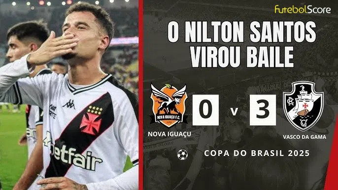 Coutinho marca um golaço, Vasco derrota Nova Iguaçu com facilidade e avança na Copa do Brasil
