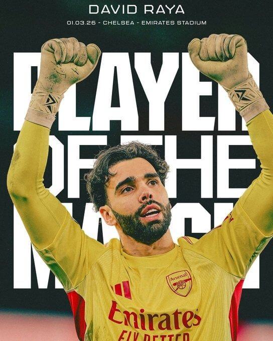Arsenal công bố Raya là Cầu thủ xuất sắc nhất trận thắng 2-1 trước Chelsea